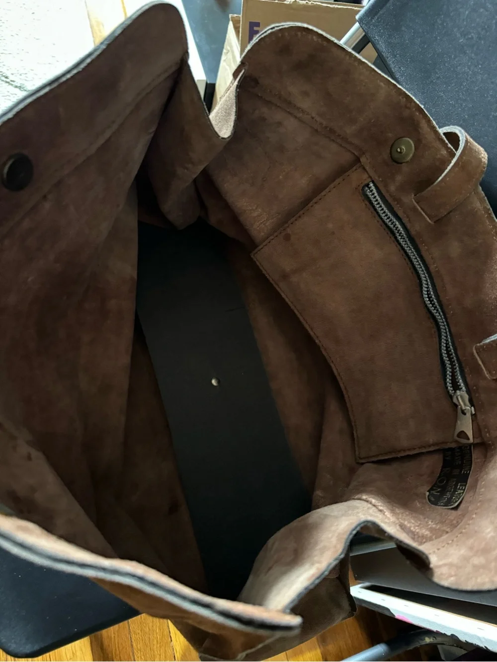 Men's Brown Suede Tote Bag